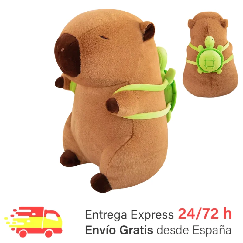 Peluche de Capibara, 34CM. Muñeco de Capibara con Mochila. Animal de Peluche Para Niños. Suave Capybara de Juguete. Ideal para Regalos de Cumpleaños o Navidad.