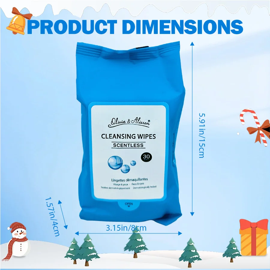 Ensemble de lingettes nettoyantes sans parfum 2 pièces, sauveur de beauté de Noël! Retirez le maquillage tenace. Nettoyez le visage, les yeux et plus