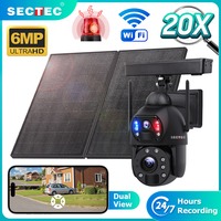 SECTEC 4G LTE Security Camera with 20W Solar Panel 20000mAh Battery 20X Zoom Dual Lens Wireless WiFi Camera PIR Human Detection