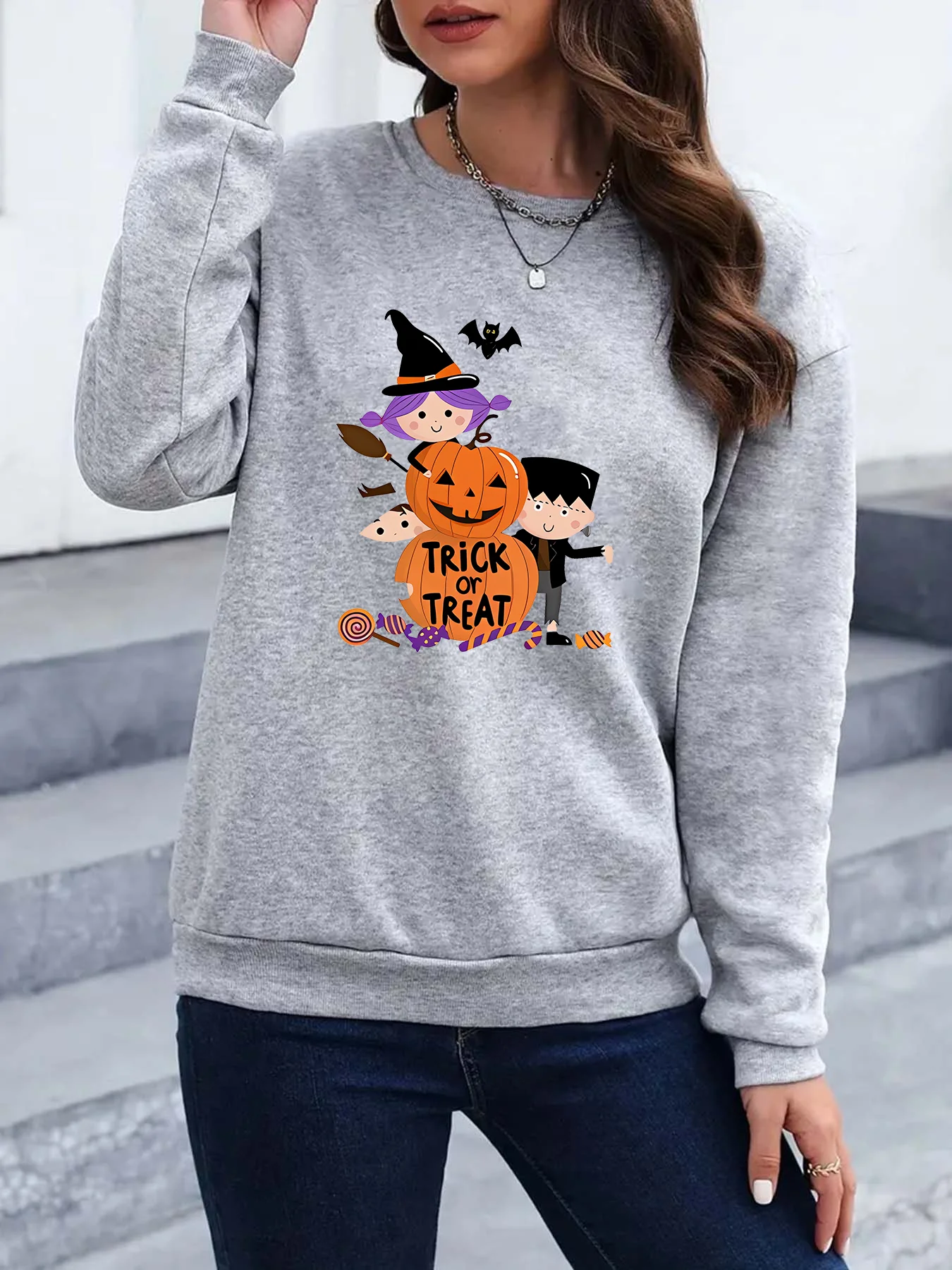 2024 Happy Halloween Trick Or Treat Abominable Witch Print Casual Sweatshirts Streetwear Hiphop Fashion Funny Sports Hoodies