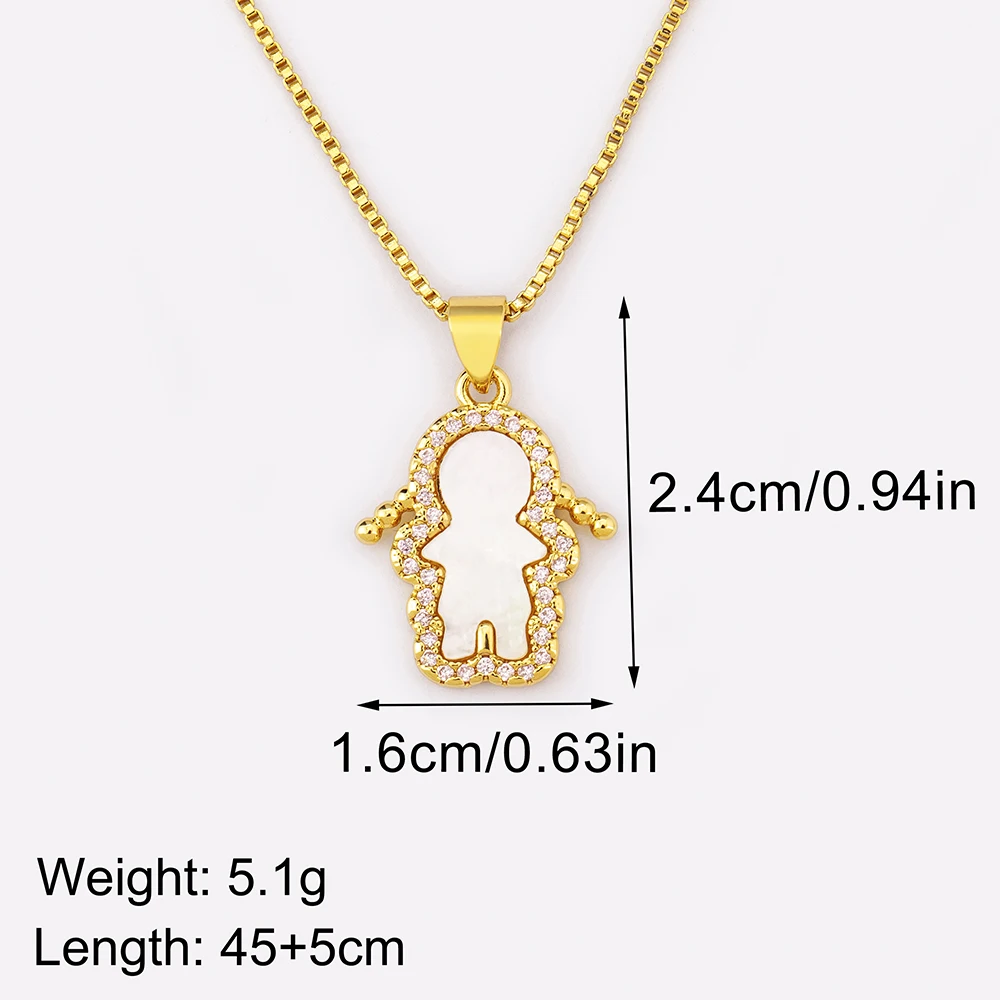 Nidin New Fashion Lucky Child Baby Shape Pendant Necklace For Women Girls Boys Shiny Zircon Chain Choker Jewelry Delicate Gifts