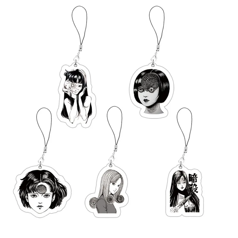 Junji Ito Phone Charm Keychain Acrylic Junji Ito Small Mobile Phone Chain KeyRing Accessories Fans Gifts