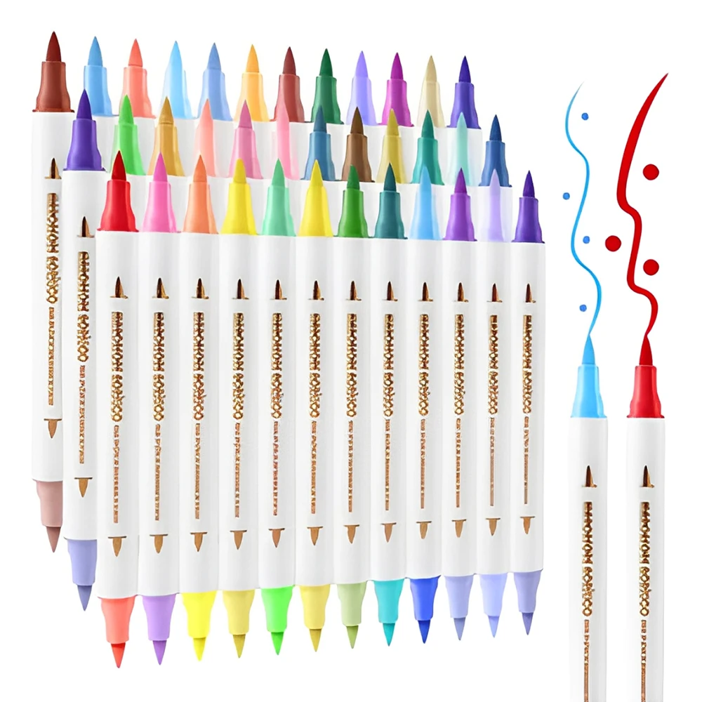 Canetas Acrílicas Dupla Ponta Marcadores Permanentes Cores Vibrantes Kit Completo para Artistas e DIY