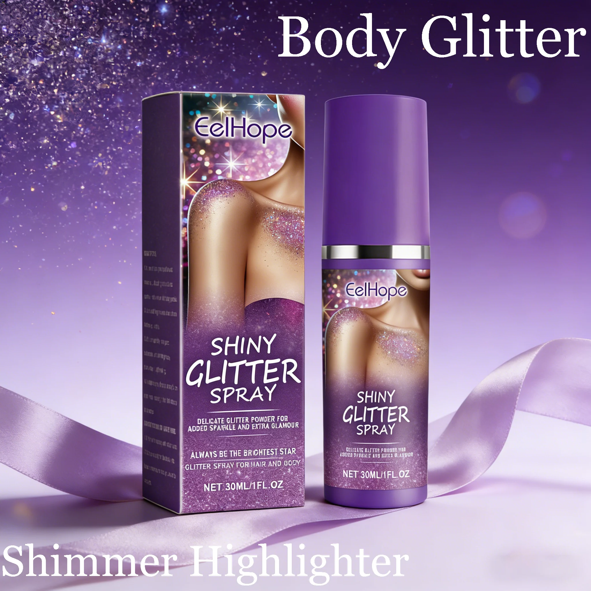 ボディメイクグリッタースプレー ロングウェア ハイグロスグリッターボディブロンザーメイク シャイニーグリッターシマーハイライター ヘアスプレーグリッタースプレー