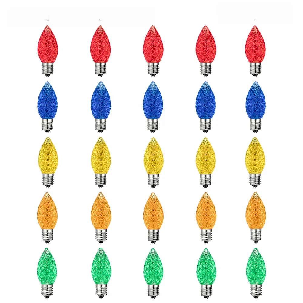 Truskawka C7 Led Lights Żarówka 110v 220V 0.6W E12 Street Garland Wymienny Plastik Kolorowe Urodziny Nowy Rok Dekoracja Światło — 2