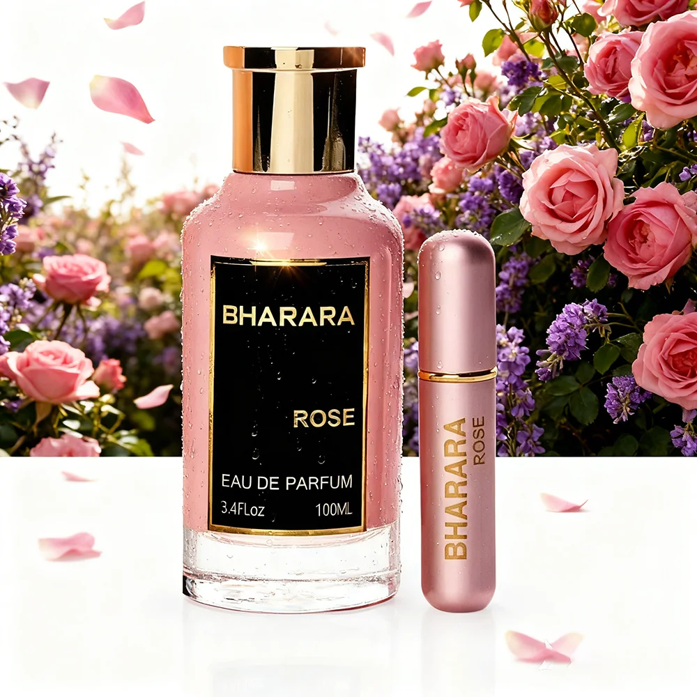 

Bharara Rose Eau De Parfum 100ml for Women Floral Woody Fragrance Citrus Bergamot Pink Pepper Opening Peony Jasmine Heart Amber Musk Base Long Lasting Cologne Gift for Wife Girlfriend
