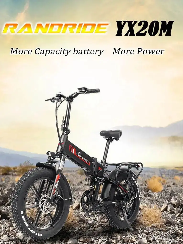 AliExpress RANDRIDE YX20M Electric Bicycle 2000W 48V 20AH Battery Dual Motor CST 20*4.0" Tire 45-52km/h Suspended Mountain Off-Road ebikes