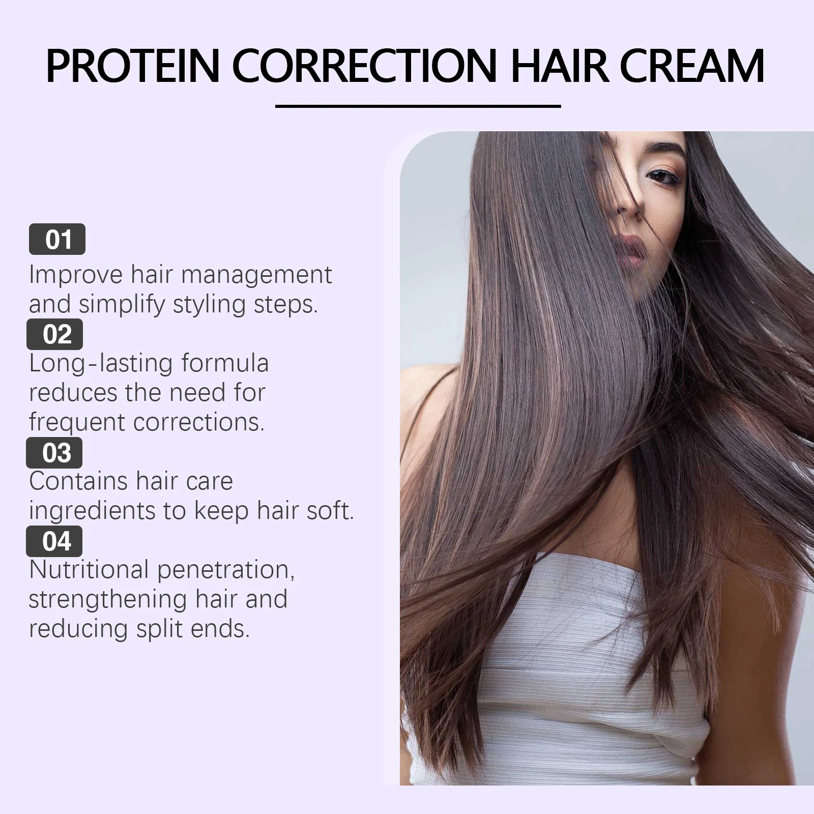 Protein Hair Straightening Cream with Silk Shine Technology Smooth Frizz Hair Intensive Dry Damaged Repair Keratin Hair Treatment Hydrating Hair Mask view 3