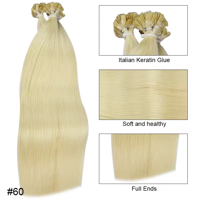 Straight Human Hair Extension By Fusion Flat Tip Keratin Capsules 0.8g/ 1g/Strand 50pcs Natural Hair Extension Ombre Blond Color - Image 15