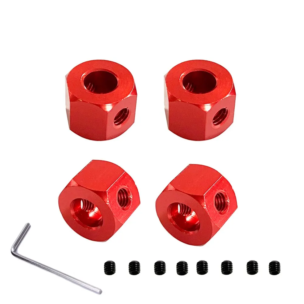 4 Pcs Remote Control Wheel Hub Hex Adapter 5mm to 12mm Metal Combiner for WPL D12 C14 C24 B14 B16 MN D90 D91 Upgrade Parts