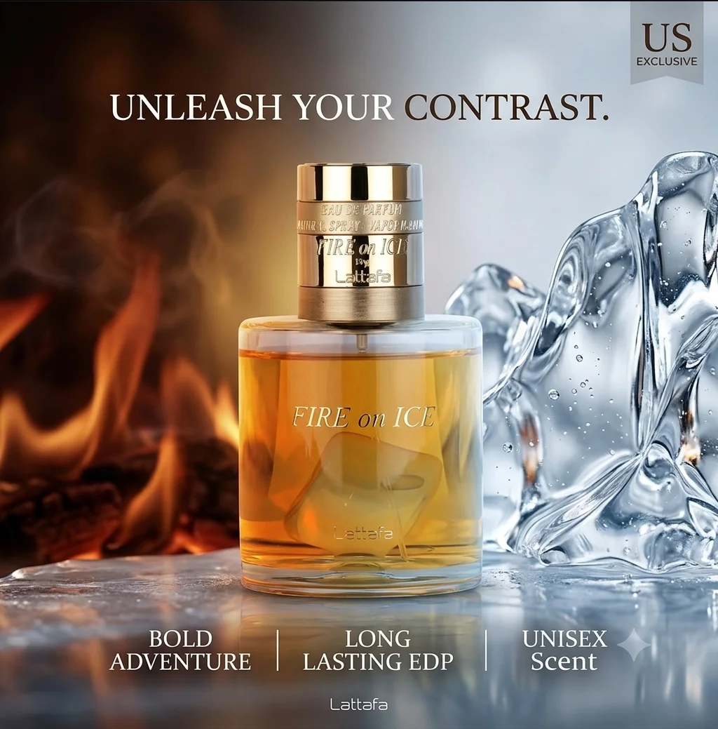 

Lattafa Fire On Ice Unisex Eau de Parfum Spray 3.71 Ounce - Fruity Spicy Woody Amber Long-Lasting Fragrance