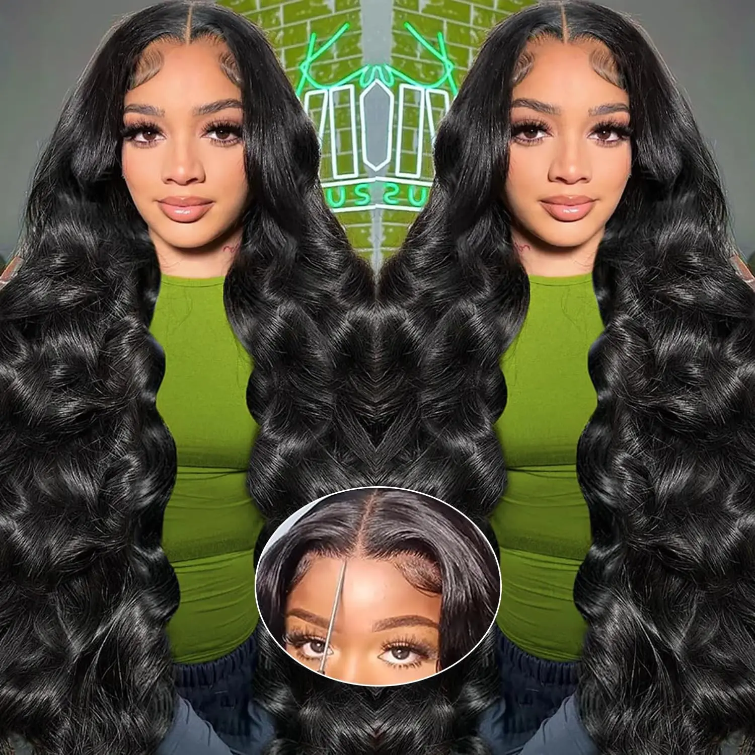 30 Inch 6x4 Glueless Lace Wigs Human Hair Glueless Wigs Human Hair Pre Plucked Pre Cut 180% Density Body Wave Lace Front Wigs