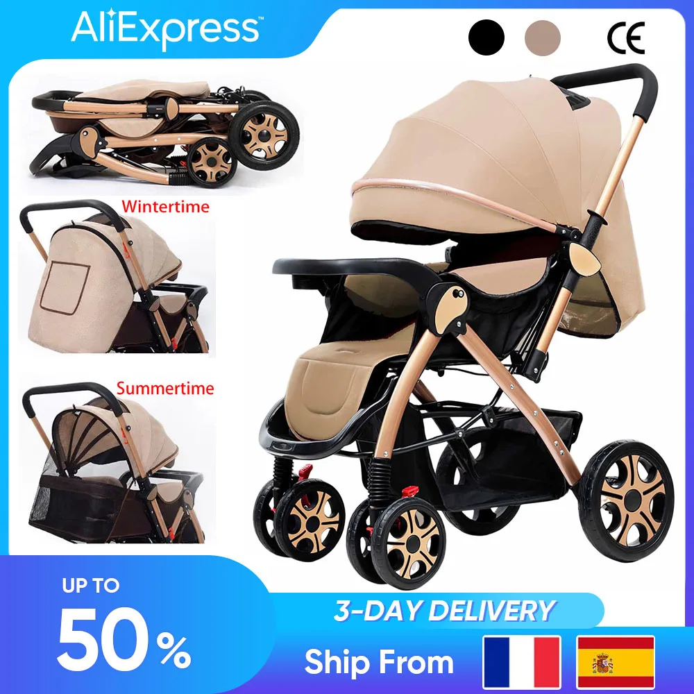 Baby Stroller Lightweight Can Sit Lie Down Multifunctional Two-way Baby Stroller One Click Folding and Travel Strolling Tool