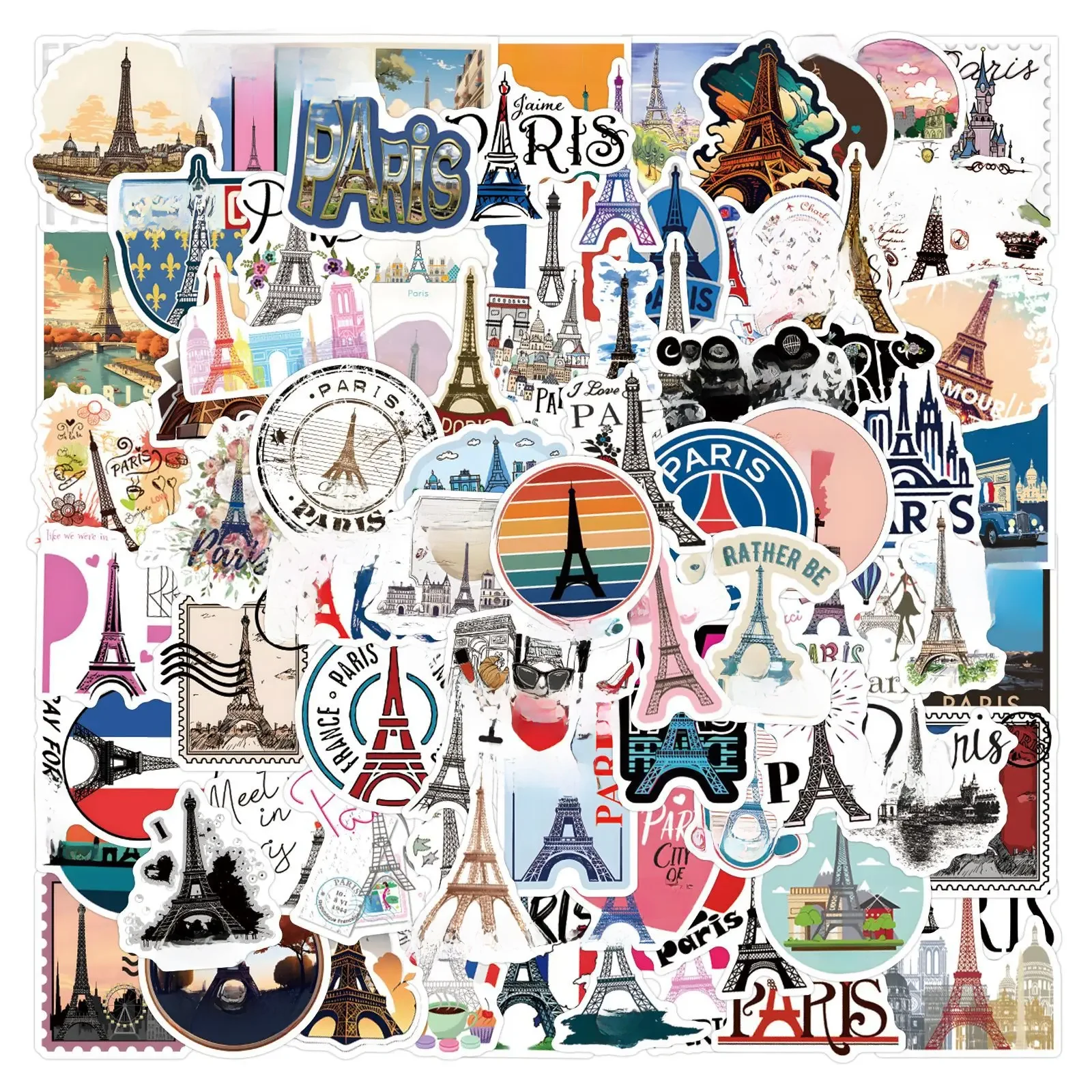 AliExpress GOGOTU 10/30/50/110PCS France Paris Stickers Travel Scenery Stciekr Eiffel Tower Commemorate Decals DIY Laptop Guitar Bike Kids Toy