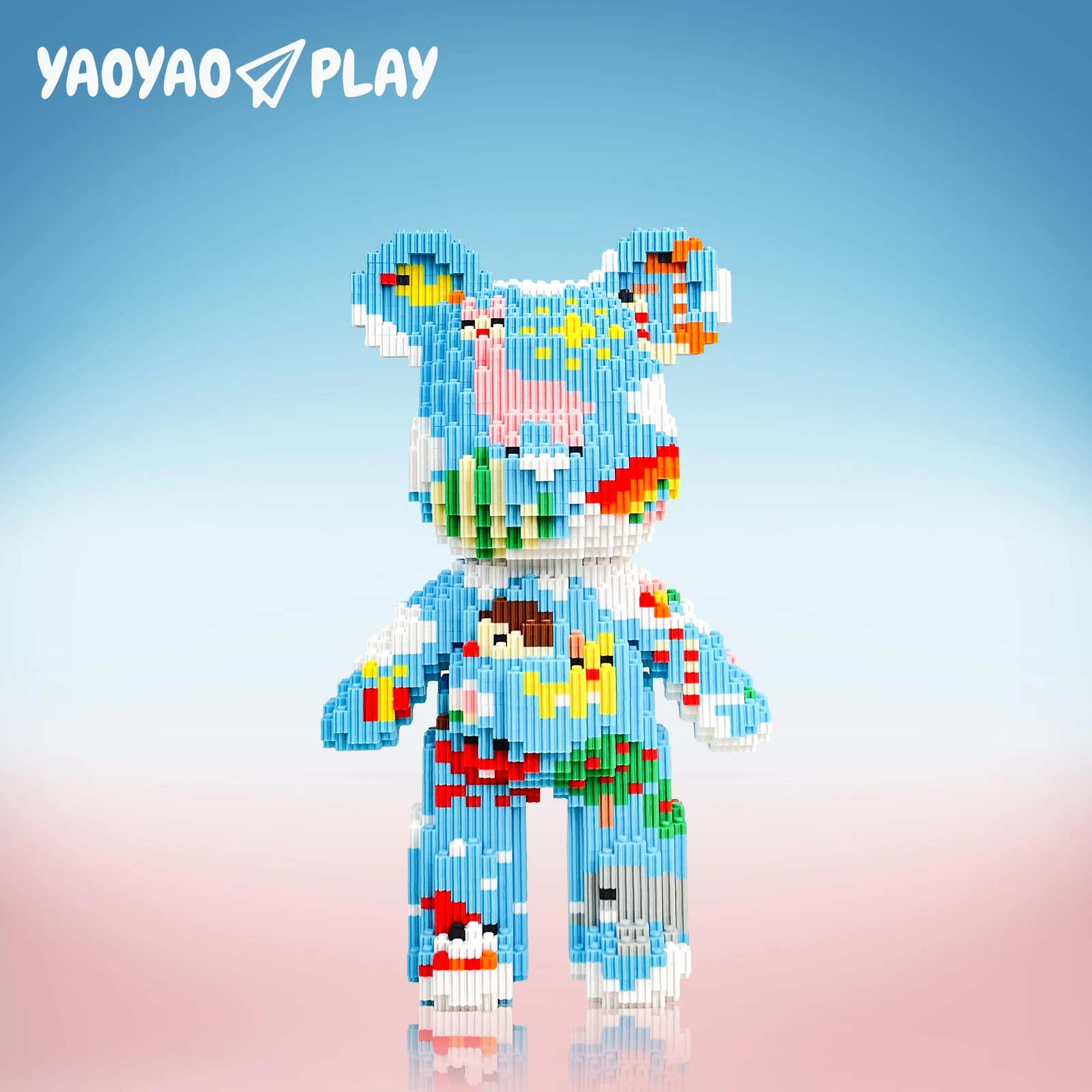 Sky Castle الدب المتوسط، لعبة مكعبات البناء yaoyaoselect، هدية عيد ميلاد، تعليمية، ديكور للأولاد والبنات، هدية من الطوب الرائعة