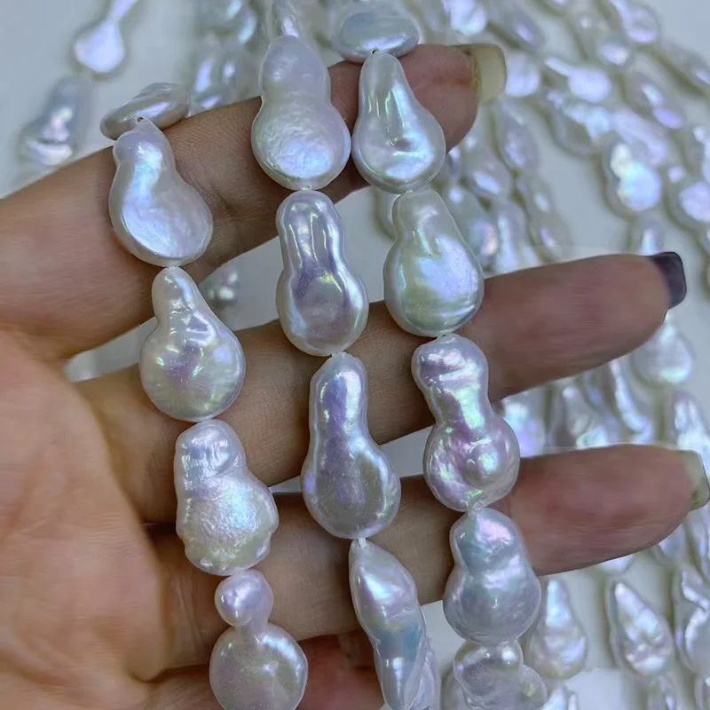 

16 inches 12-18mm Natural White Raindrop Baroque Pearls Loose Strand