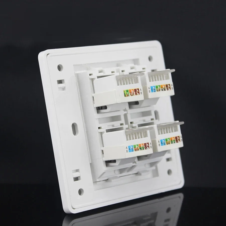 xintylink rj45 Gniazdo jack modułowe 4 porty cat5e cat6 Keystone biały pc Płyta ścienna Płyta czołowa bez narzędziowy panel gniazd ściennych 86mm — zdjęcie 2
