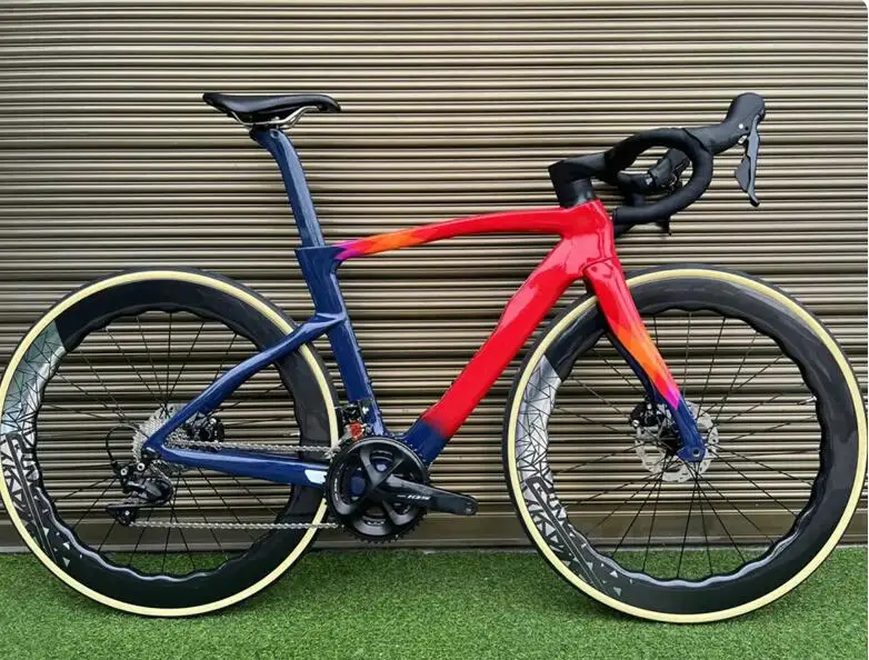 Custom paint blue red bicycle carbon frameset bottom bracket bsa disc bicycle frame+handlebar+seatpost made in china