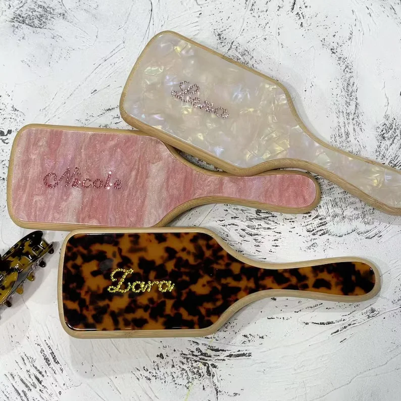 

Custom Name Hairbrush, Personalized Rhinestone Brush, Hairbrush with Name, Engraved Detangling Hairbrush, Gift for Wedding