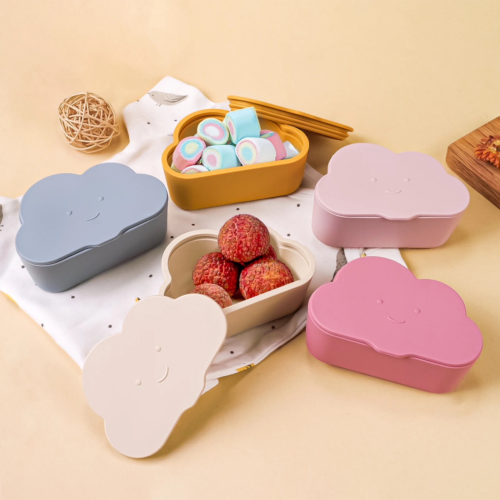 1pc Silicone Cute Cloud Snack Box Food Storage Container BPA FREE For Baby Vegetables Fruit Salad Fresh Keeping Bowl