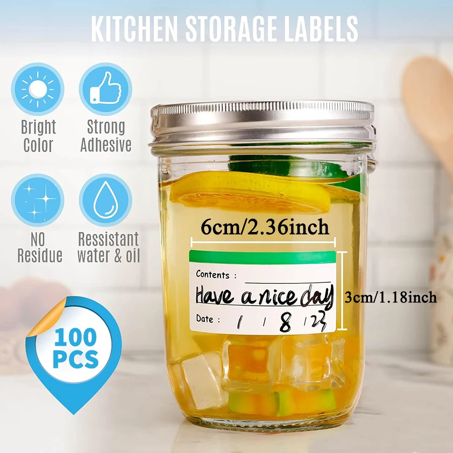 100 Pcs Food Labels Freezer Food Storage Labels Stickers, Fridge Stickers Removable for Food Containers, Freezer Meal Tags