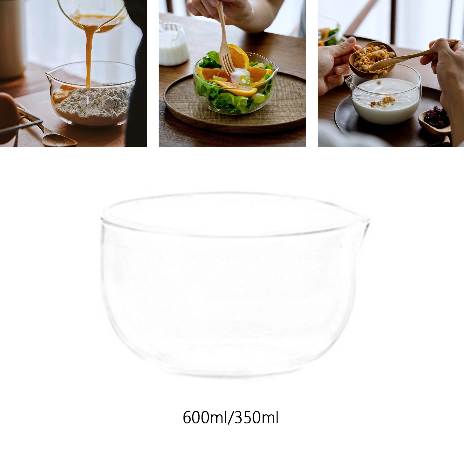 Cuenco Matcha de vidrio de borosilicato alto con boquilla de vertido tradicional resistente al calor