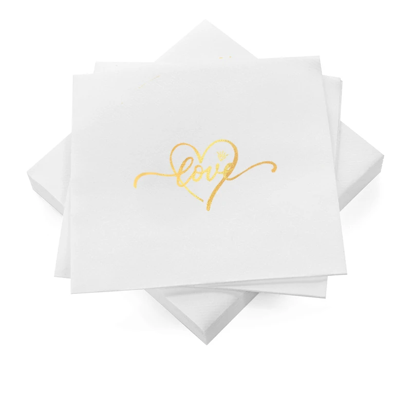 

50Pcs 25×25CM 3-layer gold leaf napkins are popular for daily use at event parties