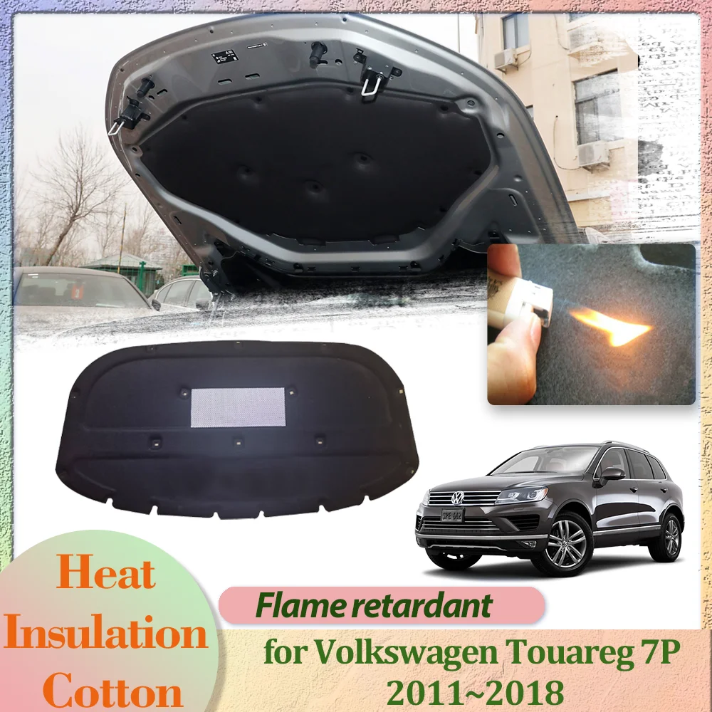 Capa do carro do motor para Volkswagen VW Touareg 7P 2011 ~ 2018 2012 2013 2014 2015 2016 2017 Isolamento Liner Algodão Soundproof Thermal Heat Mat Accessorie