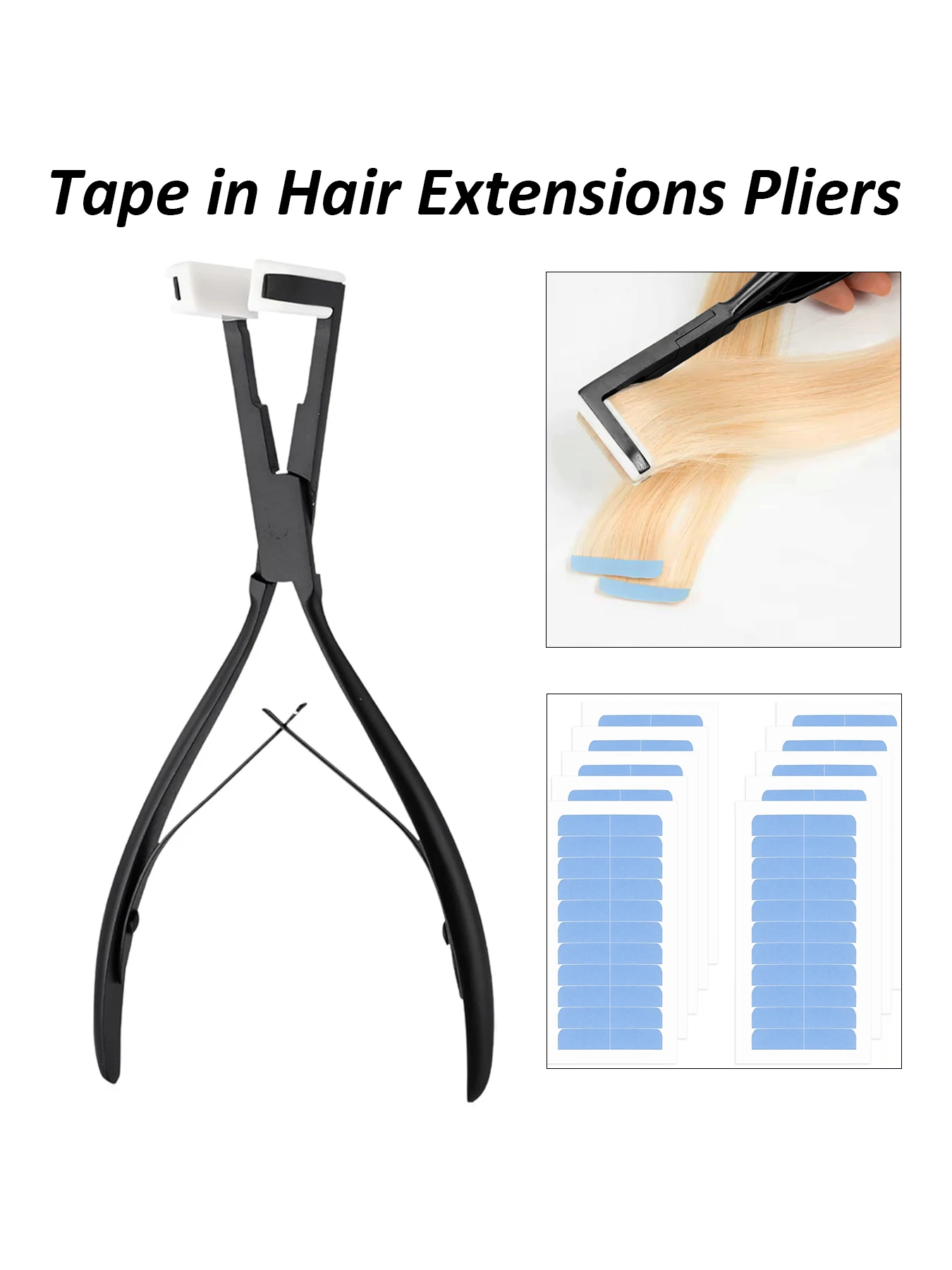 

Hair Extension Pliers Tool Set Deck Shape Stainless Steel Tape in Pliers Ergonomic Durable with Tape Set Professional Wig