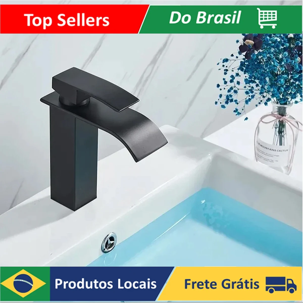 Faucet Sink Bathroom Cuba Lavabo Monocommand Mixed Cascade Low Sink Washbasin 103-04 Black Luuk Young