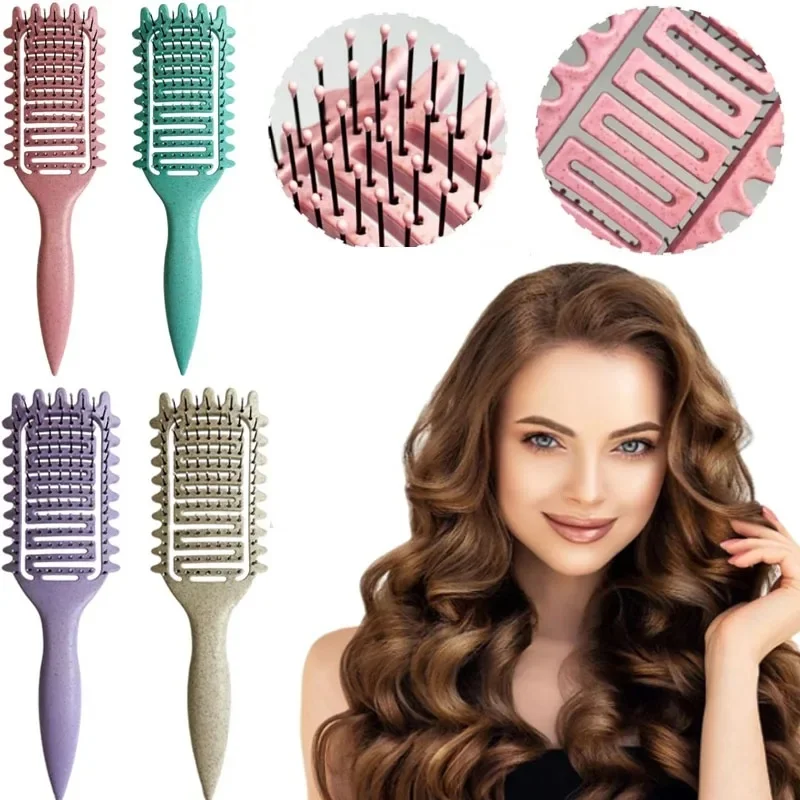 Brosse de coiffure 3 en 1 pour boucles, brosse à cheveux démêlante ajourée, peigne à cheveux emmêlé, façonnant la définition des boucles, outils de coiffure