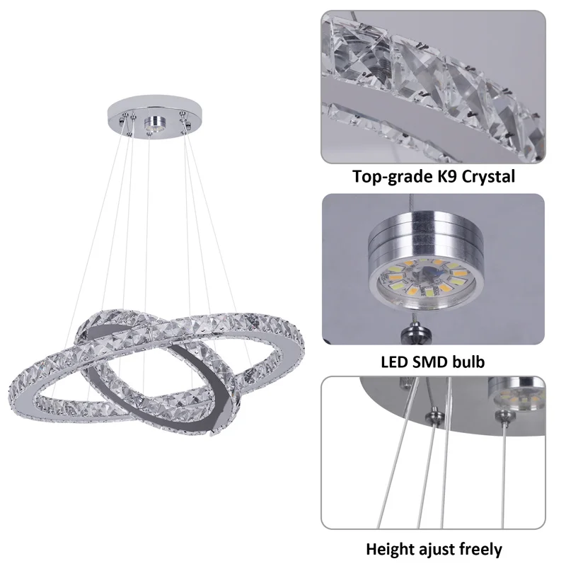 Modern LED Crystal Ceiling Lamp Chandelier Corridor Nordic Pendant Light Home Decor Fixtures Hanging Indoor Luster Living Dining