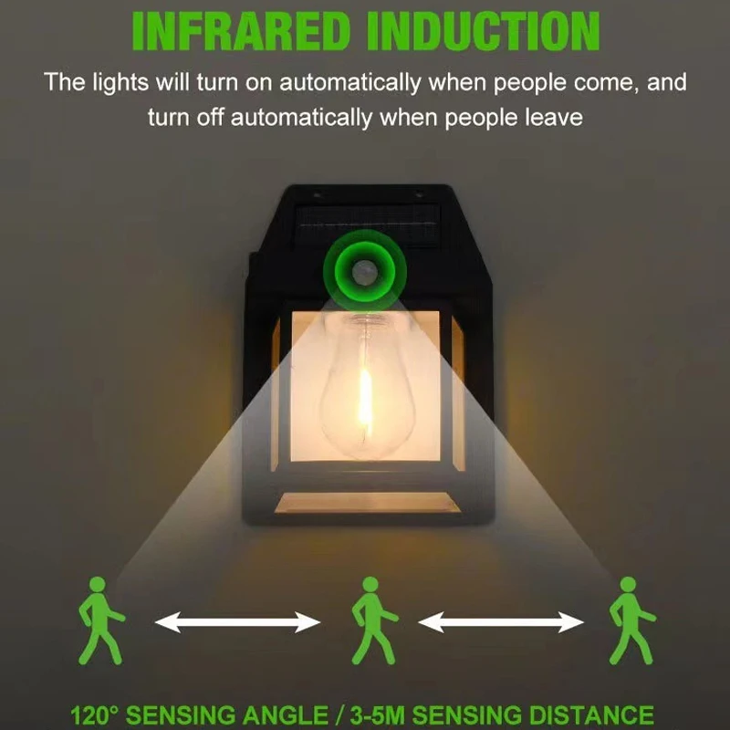 Światła solarna ścienna zewnętrzne wolframowe wodoodporne lampy bezpieczeństwa z czujnikiem bezprzewodowe z czujnikiem ruchu energia słoneczna