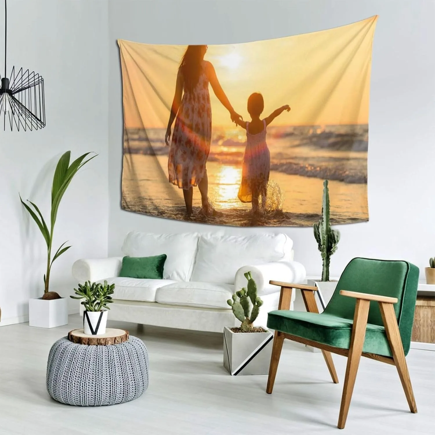 A Personalized Tapestry with Eyelets for Wall Display, Customizable with Your Photos, Text, or Logo.
