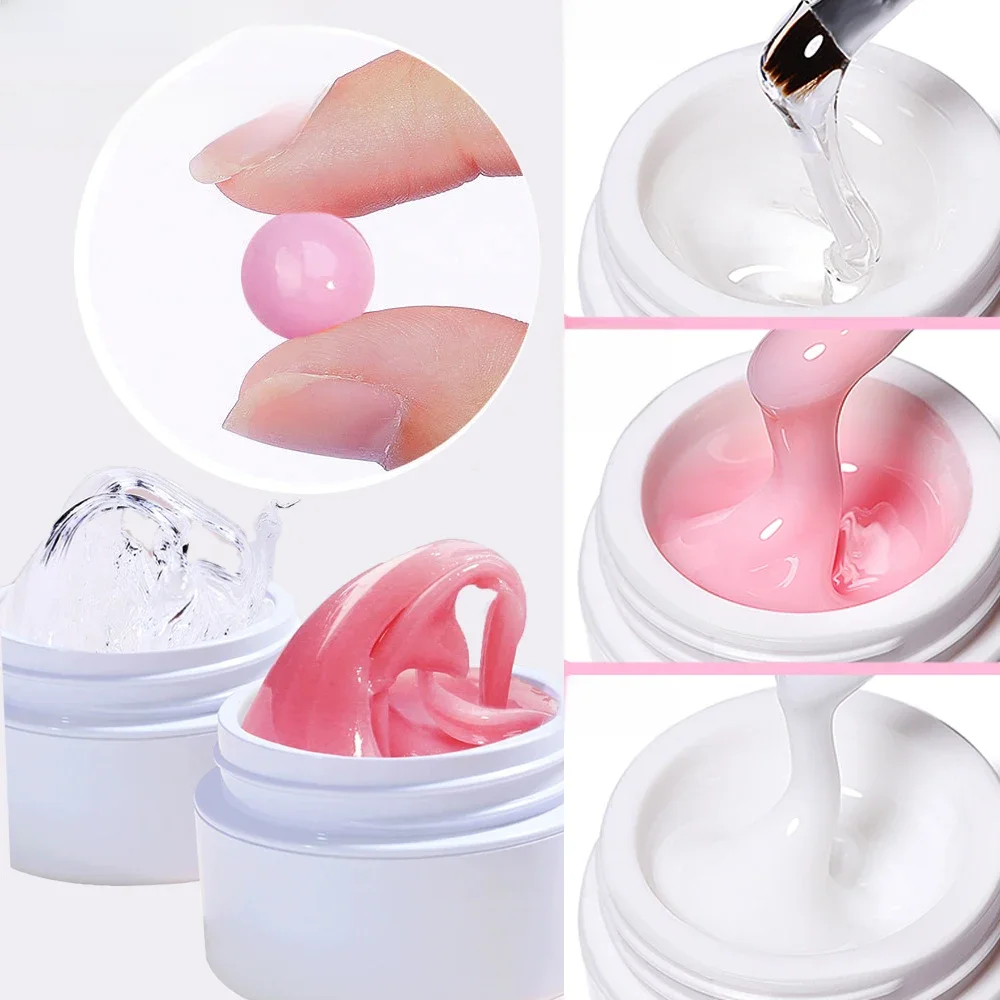 15/5ml rose/blanc/clair Extension antiadhésive Gel solide 2023 acrylique Poly constructeur Gel pour ongles 1 * pot bricolage manucure Gel d'extension UV &