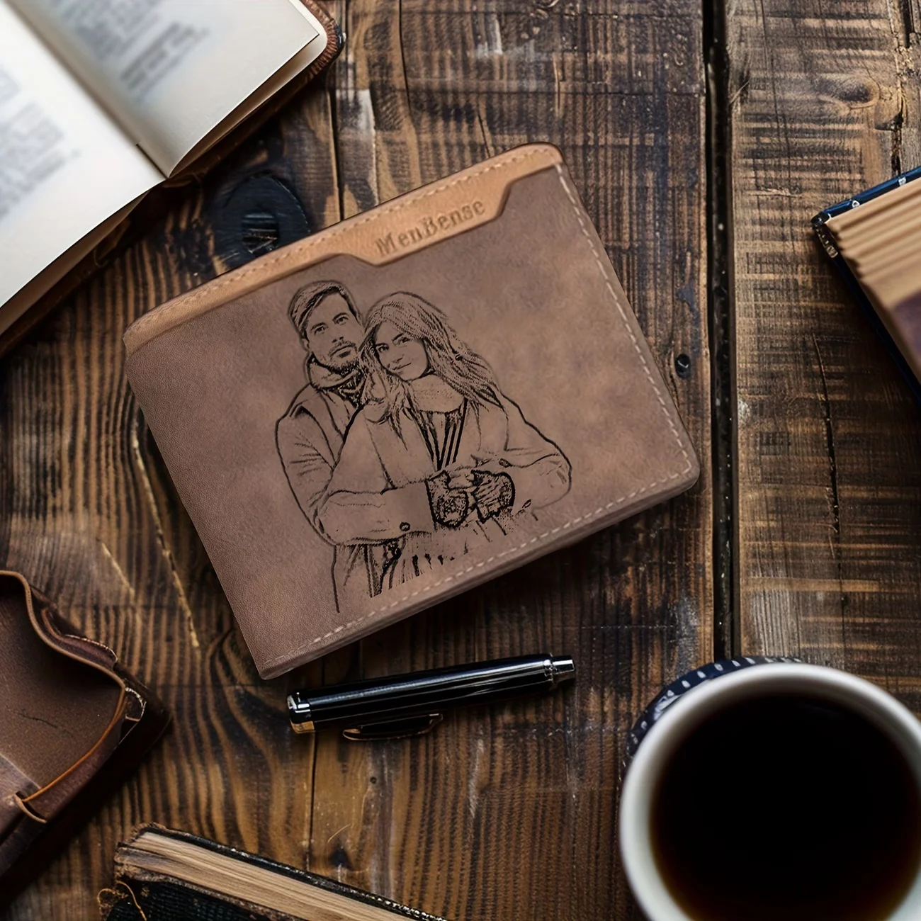 Custom Photo Wallet for Men, Personalized Engraved Picture Wallet, Father's Day Gift for Dad, Anniversary & Birthday Gift