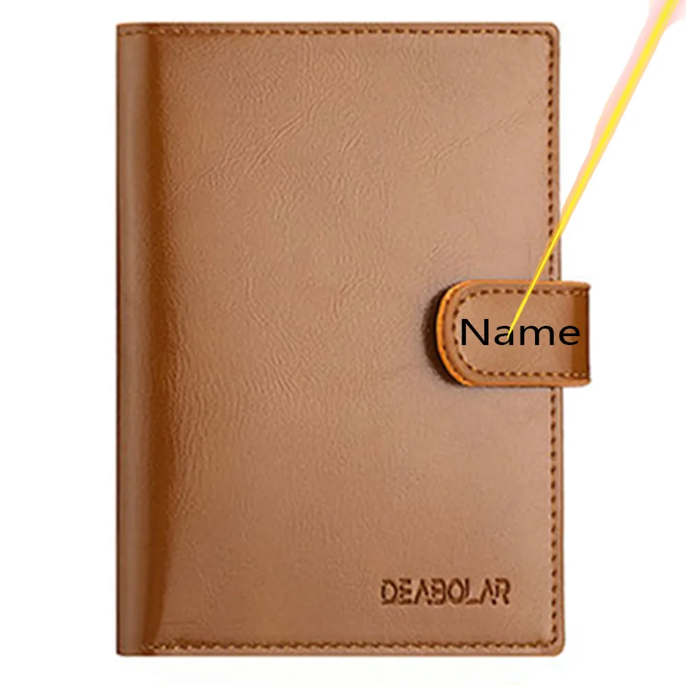 

New Custom Name Multifunctional Passport Wallet PU Leather Buckle Zipper Coin Purse Business Men's Tri-fold Multiple Card Slots