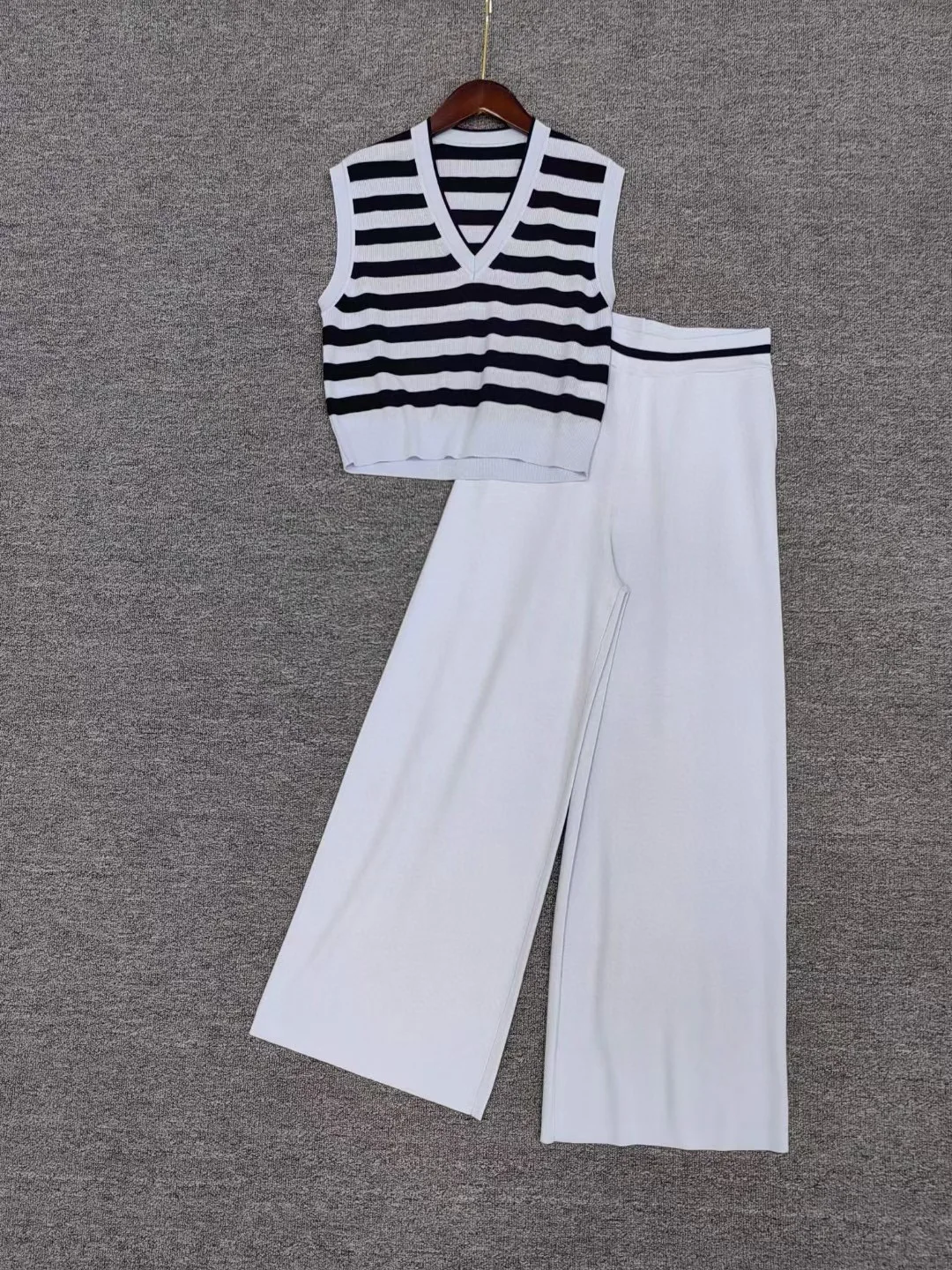 Modern nautical inspired sleeveless knit two piece set