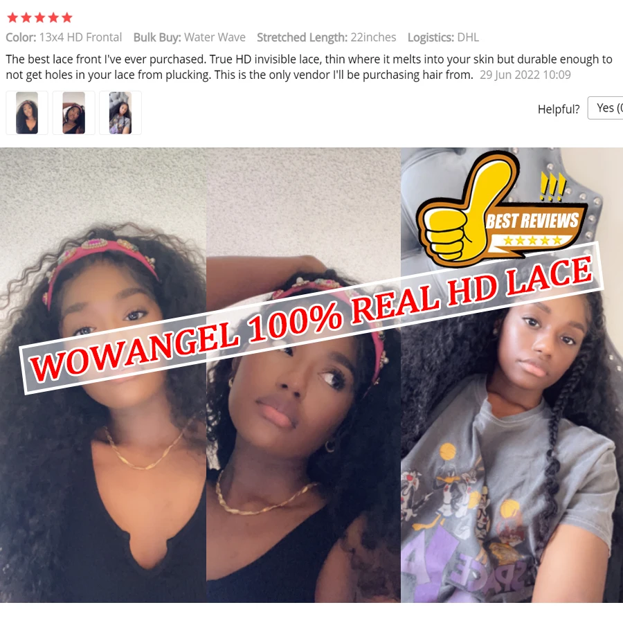 SKINLIKE Echthaar HD Lace Frontal Melt Skins Gerade Unsichtbare HD Lace Closure, Tiefwelle, Kinky Curly, Wasserwelle – Detail 4
