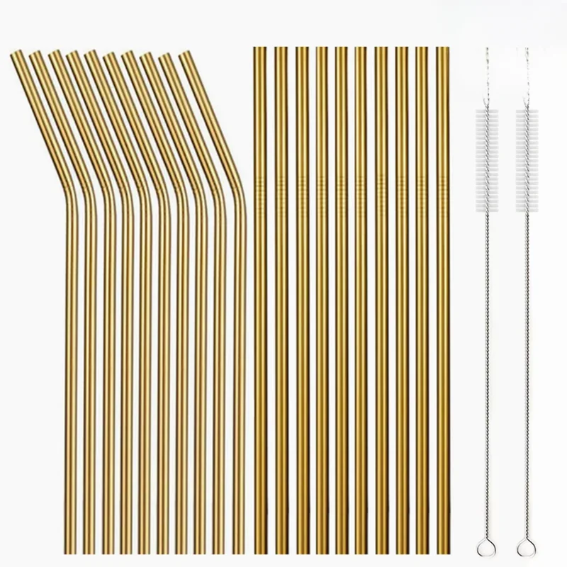 Ensemble de pailles en métal réutilisables pour boisson,accessoire coloré pour bar en acier inoxydable, écologique et respectueux de l'environnement, matériel de fête à cotillons, 20 pièces