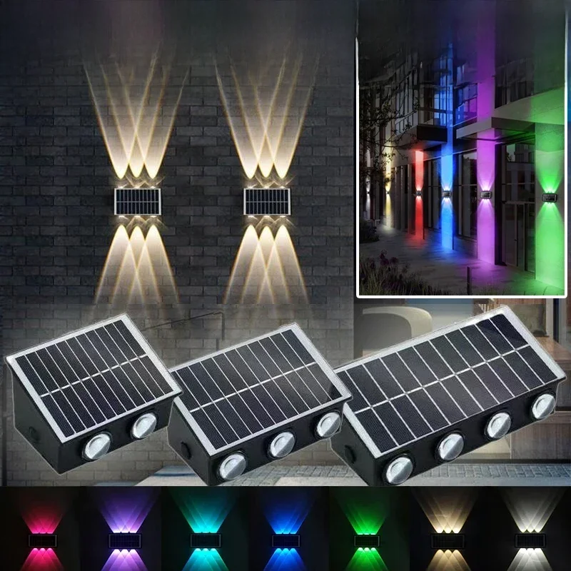 1/2 PCS Solar LED Spotlight Outdoor Waterdichte boven- en onderverlichting Zonne-energie straatlantaarn voor balkon Binnentuin - afbeelding 2