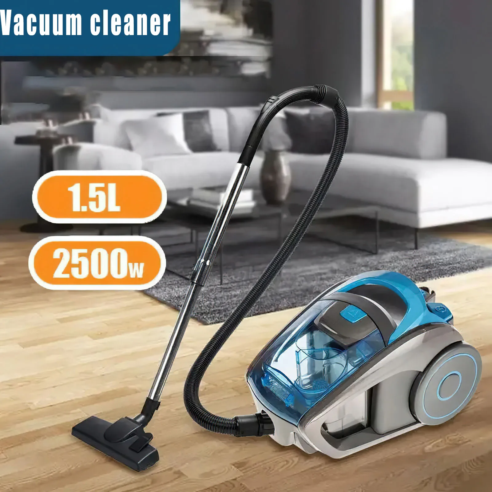 2500W Bagless Canister Vacuum clean multi-cyclonic Filtration cored Vacuum for Hard Floors Carpets FET Hair