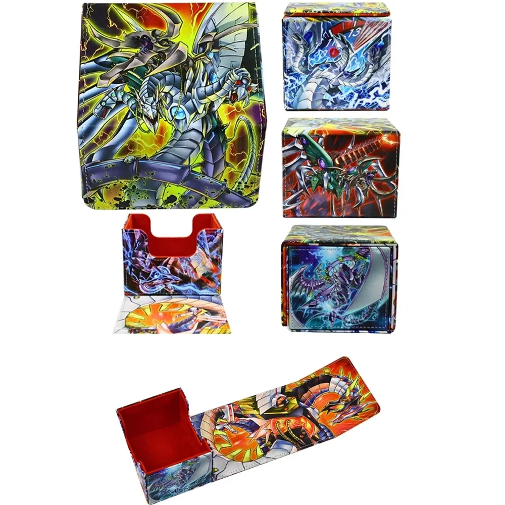 YU GI OH fait à la main! Boîte de rangement de cartes Anime, porte-cartes Cyber Dragon pour Collection de cartes de jeu en cuir PU, cadeaux pour enfants de grande capacité