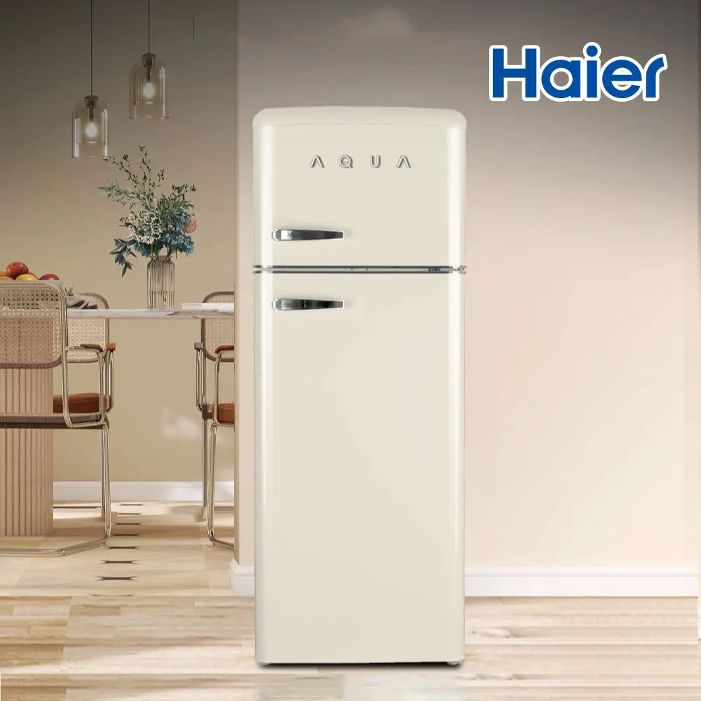 Haier Aqua Small Mini Reto Refrigerators 212L 3D Chrome Logo _ Visit Installation ARTA213MDI