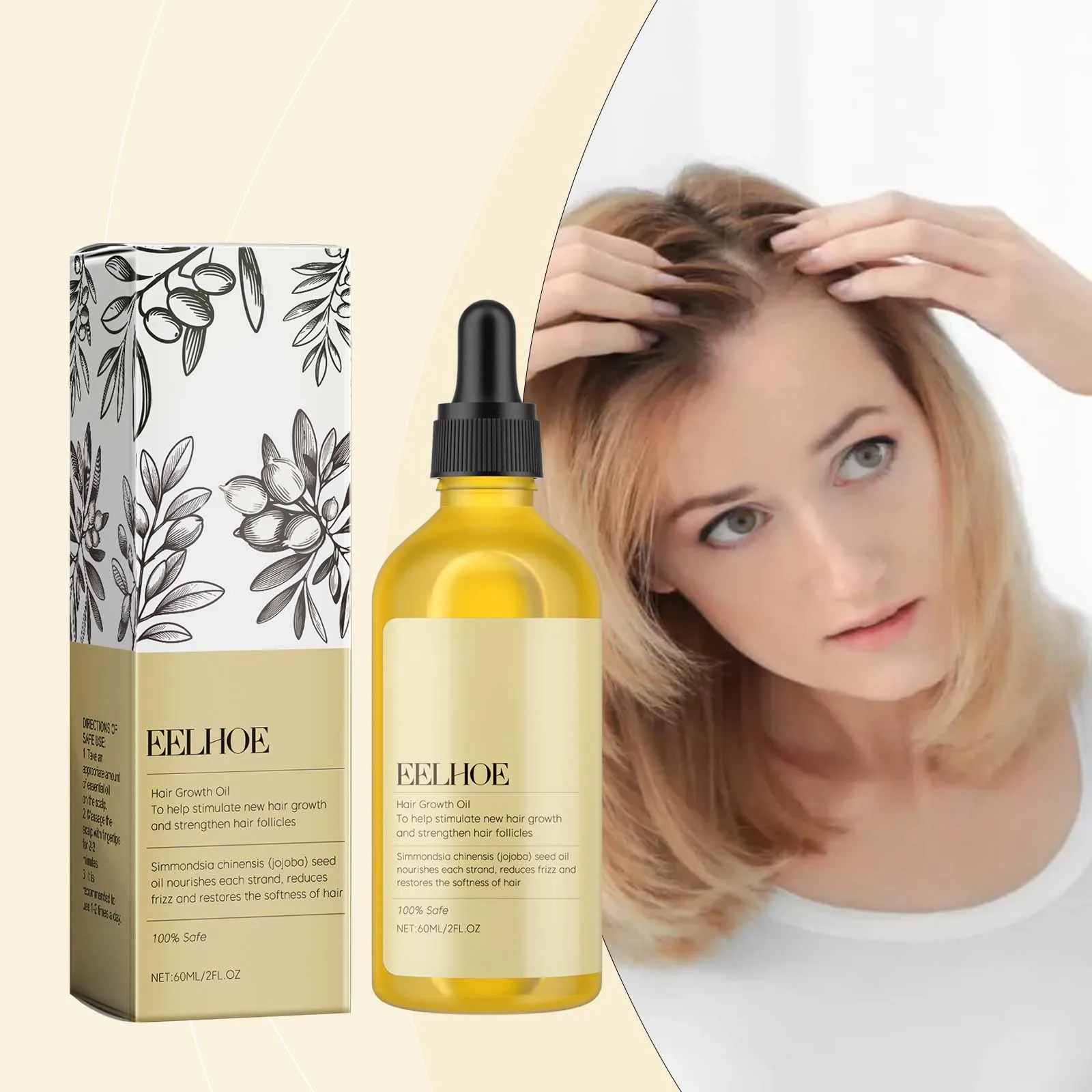 Jojoba Olie Strak Haar Etherische Olie Hydrateert Hoofdhuid Reparatie Split Eind Droog Haar Onstuimige Haar Soepele Haarverzorging Etherische Olie