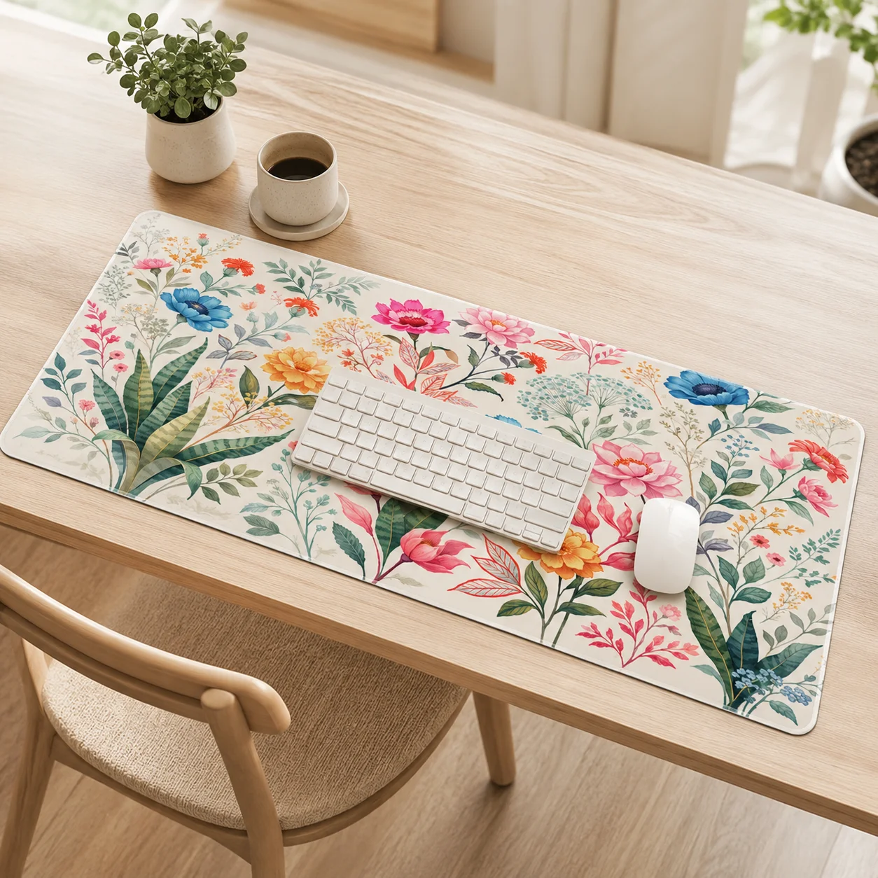 Tapis de souris gaming XXL personnalisé avec motif floral imprimé à la demande – Nouveau tapis de jeu antidérapant pour ordinateur de bureau et PC