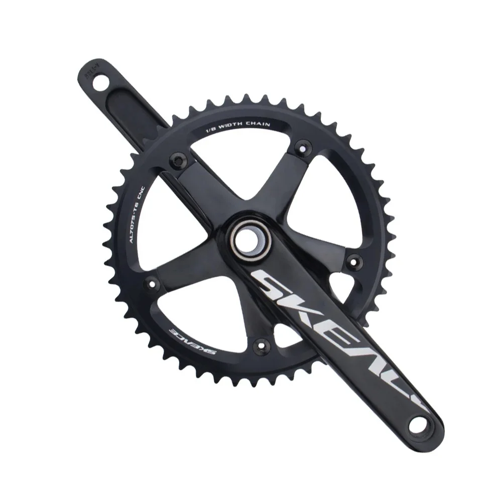 AliExpress NONE SKEACE Alumnium Alloy Crankset Fixed Gear Bicycle Crank 165mm 144BCD 49T Hollowtech Single Speed Parts Bike Chainwheel With BB