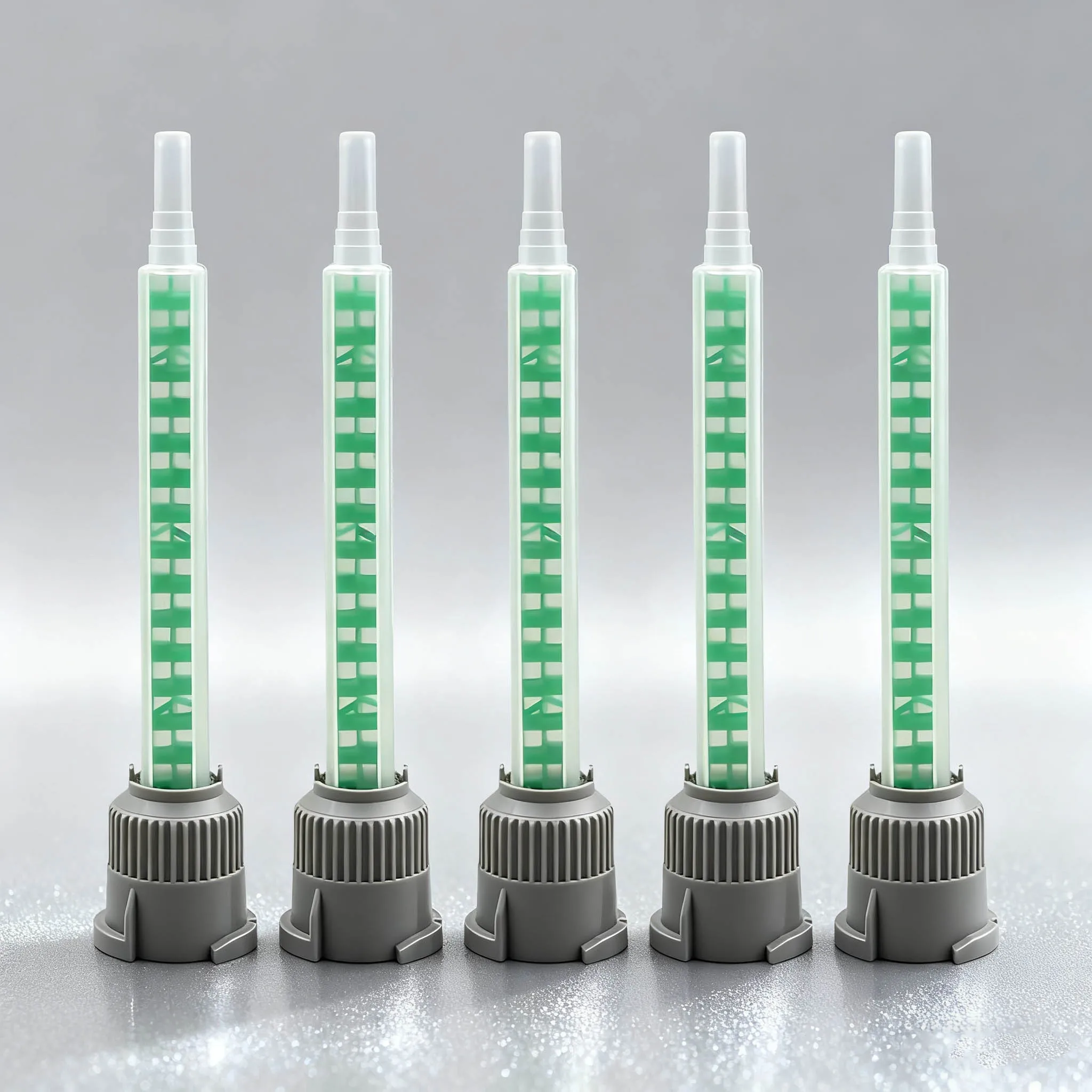 MB05-16L(1:1) AB Green Square Grey Base Mixing Nozzle for 50ml 2nd Adhesive Dual Syringe Cartridge, 20/50/100PCS