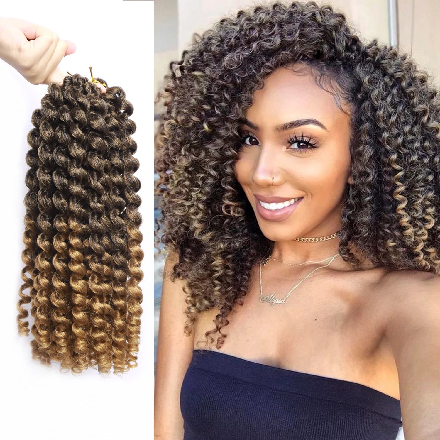 Afro Wand Curl Stick Blond Synthetic Kinky Twist Crochet Hair Pre Stretched Braiding Hair Extensions for Women Cosplay 8 12 Inch