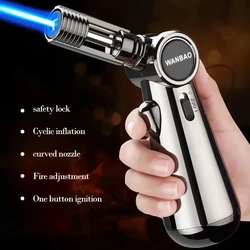 High Power Metal Butane Gas Lighter Kitchen Barbecue Direct Spray Welding Gun Outdoor Windproof Cigar Moxibustion Igniter Gifts